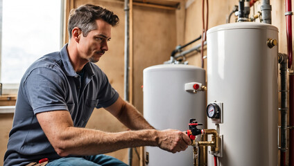 Plumber Installing Water Heater