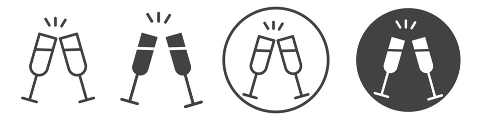 Clinking glasses icon thin line illustration