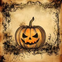 Wall Mural - Pumpkin halloween vintage Background