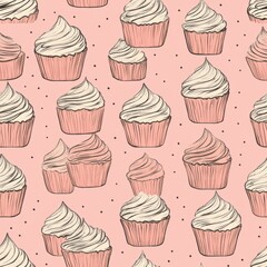 Wall Mural - Cupcakes Pattern.