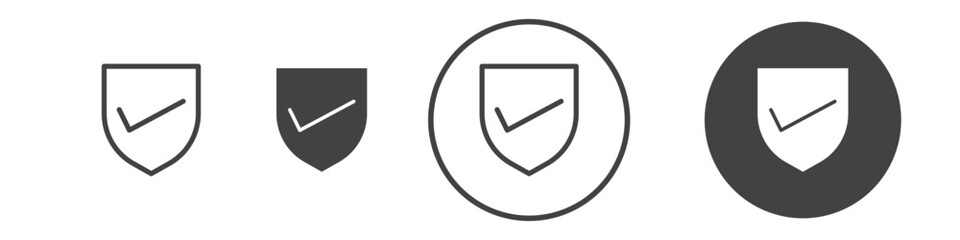 Shield check icon thin line illustration