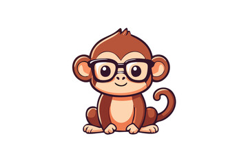 Cute monkey with sunglasses vector illustration 