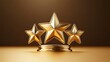 © RM Graphics - Gold five star rating trophy success award symbol, background