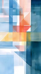 Wall Mural - Abstract Geometric Art in Blue and Orange Hues