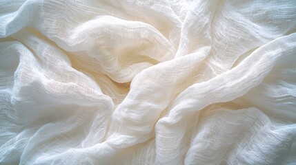 Poster - White Cotton Cloth Texture Top View : Generative AI