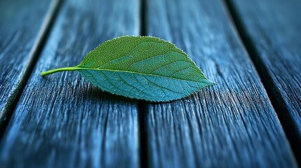 Poster - Green Tree Leaves on Wooden Table : Generative AI