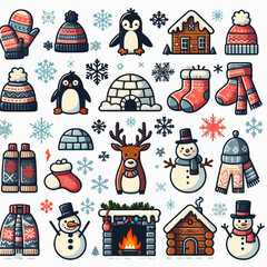 Wall Mural - Winter / Christmas Icons