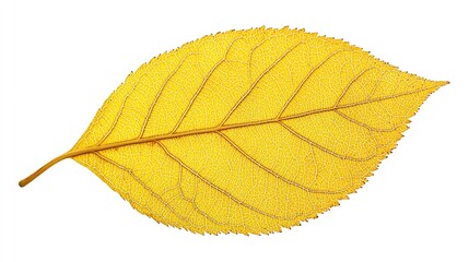 Poster - Single Yellow Leaf Isolated on White Background : Generative AI