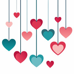 Poster - hanging hearts background for valentines day