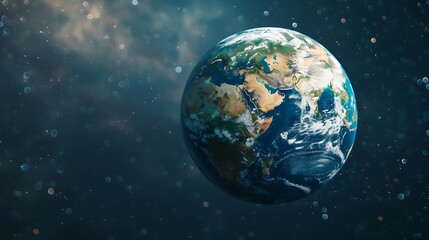 Wall Mural - planet earth suspended in space against a backdrop of twinkling stars, highlighting its beauty and f