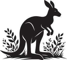 Wall Mural - kangaroo Silhouette isolated on a white background Minimalist kangaroo vector shape