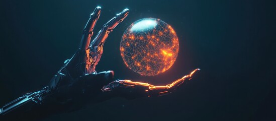 Poster - Robotic Hand Holding a Glowing Sphere