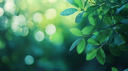 Fototapete - Green Forest Blurred Background : Generative AI