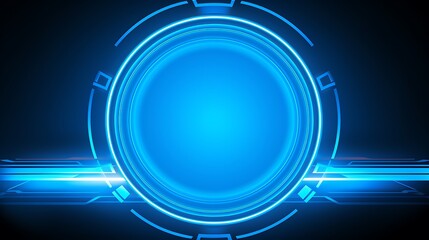 Wall Mural - Abstract Blue Circular Glowing Technology Background