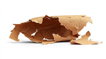 Aufkleber - Ragged Piece of Cardboard Isolated on White Background : Generative AI