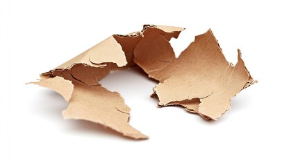 Aufkleber - Piece of Ragged Cardboard Isolated on White Background : Generative AI