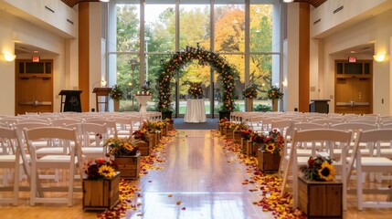 Canvas Print - 30-inch high arch with fall floral and sunflowers