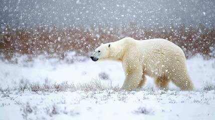 Canvas Print - Polar bear (Ursus maritimus) walking in the snow; Churchill, Manitoba, Canada