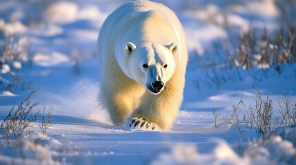 Canvas Print - Polar bear (Ursus maritimus) walking in the snow; Churchill, Manitoba, Canada 