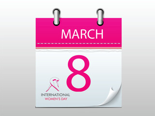 Wall Mural - International Women's Day celebration with calendar page.