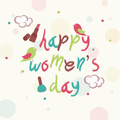 Wall Mural - Greeting card design for Happy Women's Day celebration.