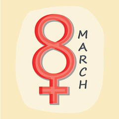 Wall Mural - Greeting card design for Happy Women's Day celebration.