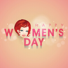 Wall Mural - Young girl face for Happy Women's Day celebration.