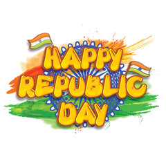 Sticker - Stylish text for Indian Republic Day celebration.