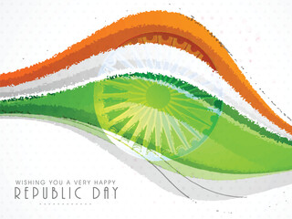 Sticker - National Tricolor waves for Indian Republic Day.