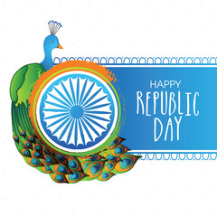 Poster - National Bird Peacock for Indian Republic Day celebration.