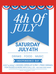 Wall Mural - Invitation card for American Independence Day celebration.