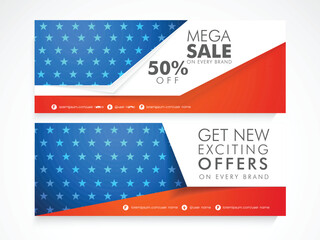 Wall Mural - Website header or banner for American Independence Day celebration.