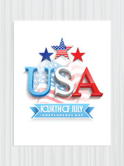 Wall Mural - 3D text for American Independence Day celebration.