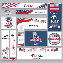 Sticker - Social media post or headers for American Independence Day.