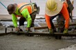 © Heidi Patricola - road crew spreading the wet concrete evenly