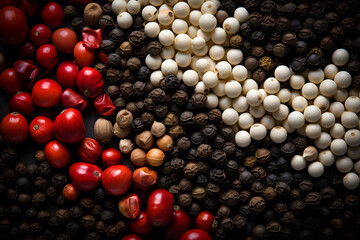 Red, white, and black peppercorns