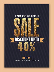 Sticker - Sale template design with 40% discount offer promotion for customer invitation.