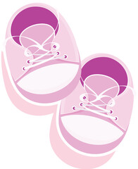 Canvas Print - Cute baby pink Shoes element in flat style.