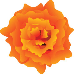 Wall Mural - Isolated Orange Marigold Flower Flat Element Vector.