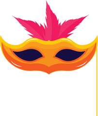 Wall Mural - Carnival Face Mask with Stick Icon in Pink and Orange Color.