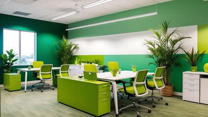 Sustainable Green Co-working Office Space. ecological responsible business concept image