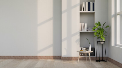 Wall Mural - luxurious contemporary white room features a space against a white wall and home decor.