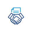 © OLYVIA - Handshake with document icon, Business contract line icon vector