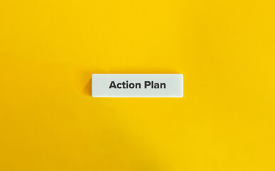 Wall Mural - Action Plan. Text on Block Letter Tile.