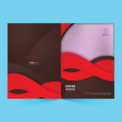 Poster - Promotional cover design or corporate brochure layout with wavy abstract pattern.