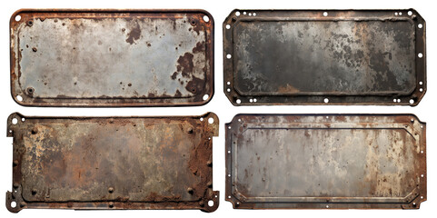 Sticker - Set of weathered and rusty metal signboards, cut out