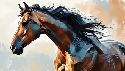 Wall Mural - Ethereal horse captured in a vibrant, painterly style, showcasing the beauty of nature through the lens of generative AI artistry