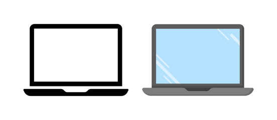Wall Mural - Laptop icons. Flat and silhouette style. Vector icons.