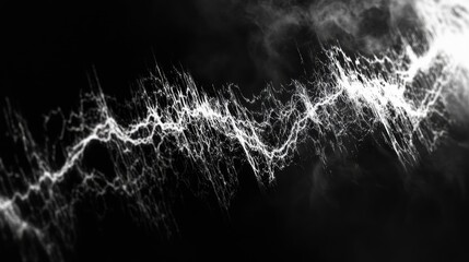 Wall Mural - Abstract White Lightning Bolt with Smoke on Black Background