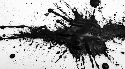 Fototapete - Black paint splattered on white background abstract shapes